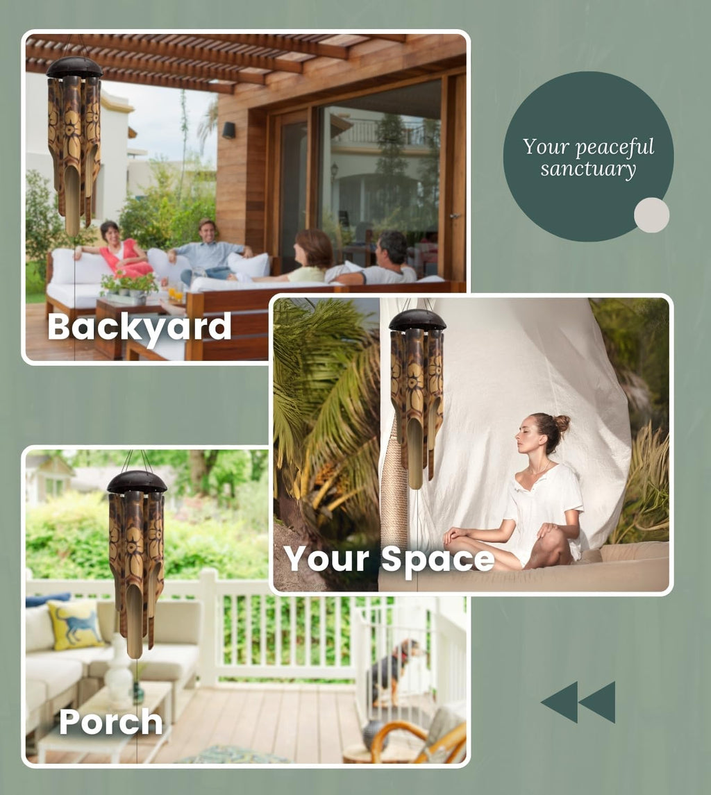 nalulu rustic bamboo wind chimes - outside outdoor, close-up detail