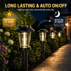 Solar Pathway Lights Outdoor, 8 Pack Warm White Tungsten Filament Solar Lights, 3 Lighting Modes, Auto On/Off, IP65 Waterproof, Dusk to Dawn Solar Garden Lights for Yard, Driveway, Lawn & Landscape