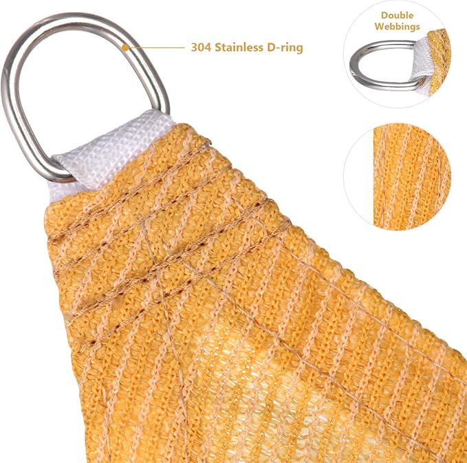 Eden's Decor Straight Flat-Edged Sun Shade Sail Rectangular 10' x 15' Wheat UV-Blocking Outdoor Canopy Fabric Cloth Awning for Pergola Patio Garden Backyard Custom Size