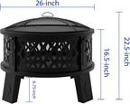 fire beauty 26" 2-in-1 fire pit with bbq shown in use