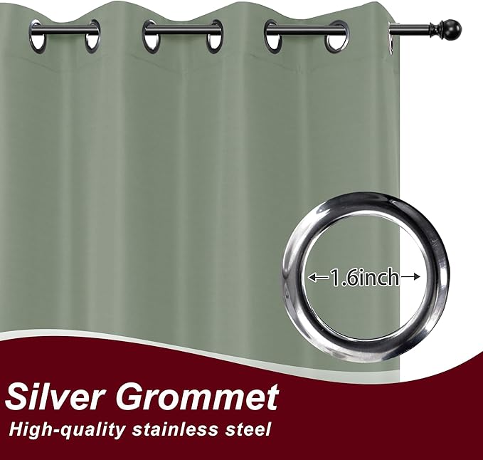 HolidayIdeas Grommet Outdoor Curtains for Patio Waterproof 8 Pcs All Weather Balcony Outside Curtains for Apartments, Gazebo, Pergolas, Porch, 54x108 Inch, Sage Green