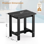 LUE BONA Outdoor Side Table Set of 2, HDPS Small Outdoor Table, Adirondack Side Table, Outside End Table for Patio, Porch, Deck, Pool, Weather Resistant/Easy Maintenance/Indoor or Outside Use, Black