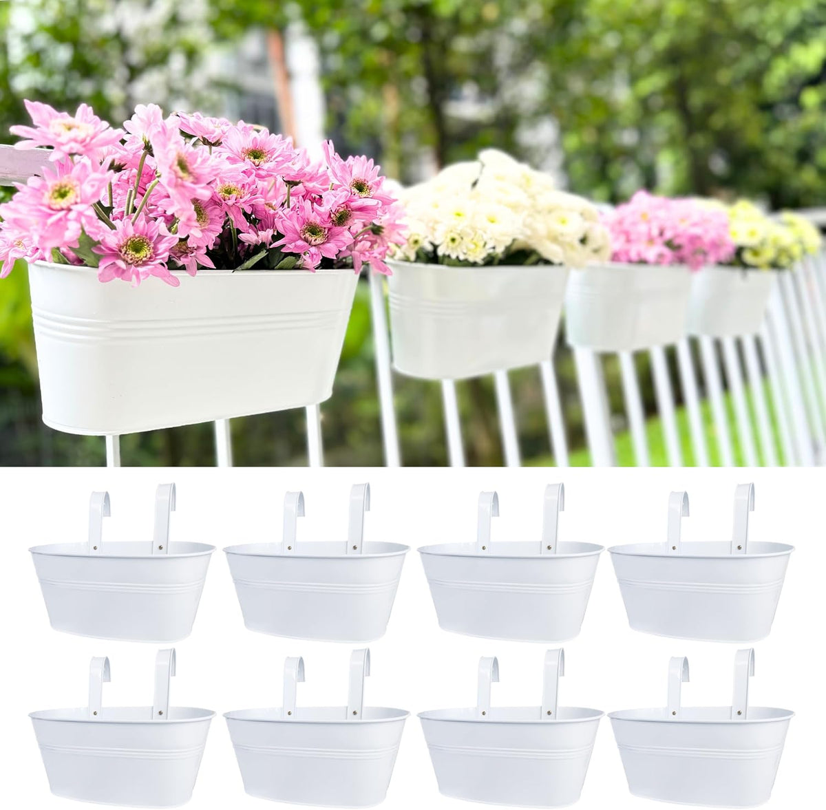 lalagreen outdoor rail planter (9.8 in, 8 pack), main product view