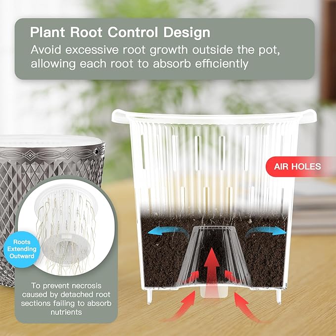 QCQHDU Self Watering Hanging Pots, 2 Pack 5.7 Inch Hanging Planters for Plants Indoor, Outdoor Flower Pots with Drainage Holes and 3 Hooks Chains for Garden Home (Gray)