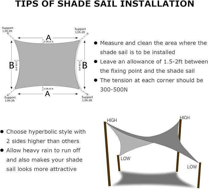 KANAGAWA Sun Shade Sail Curved 16'X20' Gray Rectangle Outdoor Shade Cover UV Blovk Canopy for Patio Garden Backyard Heavy Duty Permeable 185GSM (We Make Custom Size)