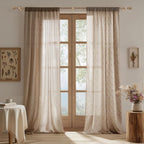 1” Diameter Curtain Rods Itself is 30 to 90 inch 2 Pack Fit 30-84 inch Window with Heavy Duty Adjustable Rod Matte Wood Grain Splicing Metal Extra Long Curtain Rod for Windows