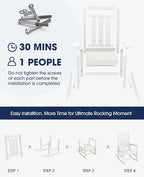 KINGYES Oversized Outdoor Rocking Chair Set of 2, All-Weather Patio Rocking Chairs for Porch, HDPE Outdoor Patio Rockers with High Back & Wide Seat for Garden, Lawn, White
