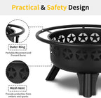 hykolity 2 in 1 fire pit with grill, side view