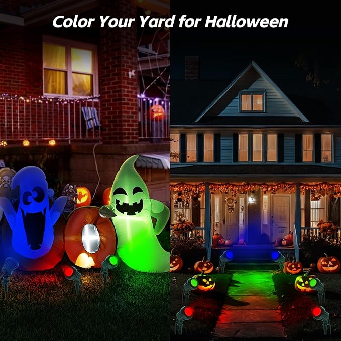Spotlight Outdoor – 120V Plug-In, 6500K Cool White LED Landscape Lighting with RGB Purple 4 Color Lenses for Yard, Garden, Lawn & Tree Decor on Holidays&Everyday, IP67 Waterproof (2 Pack,Green)