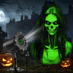 Halloween Projector Outdoor, 2026 Upgraded 3D Dynamic Skull HD Patterns,Clearer Holiday Light Ideal for Window Wall Displays and Halloween Garage Door Cover Projections