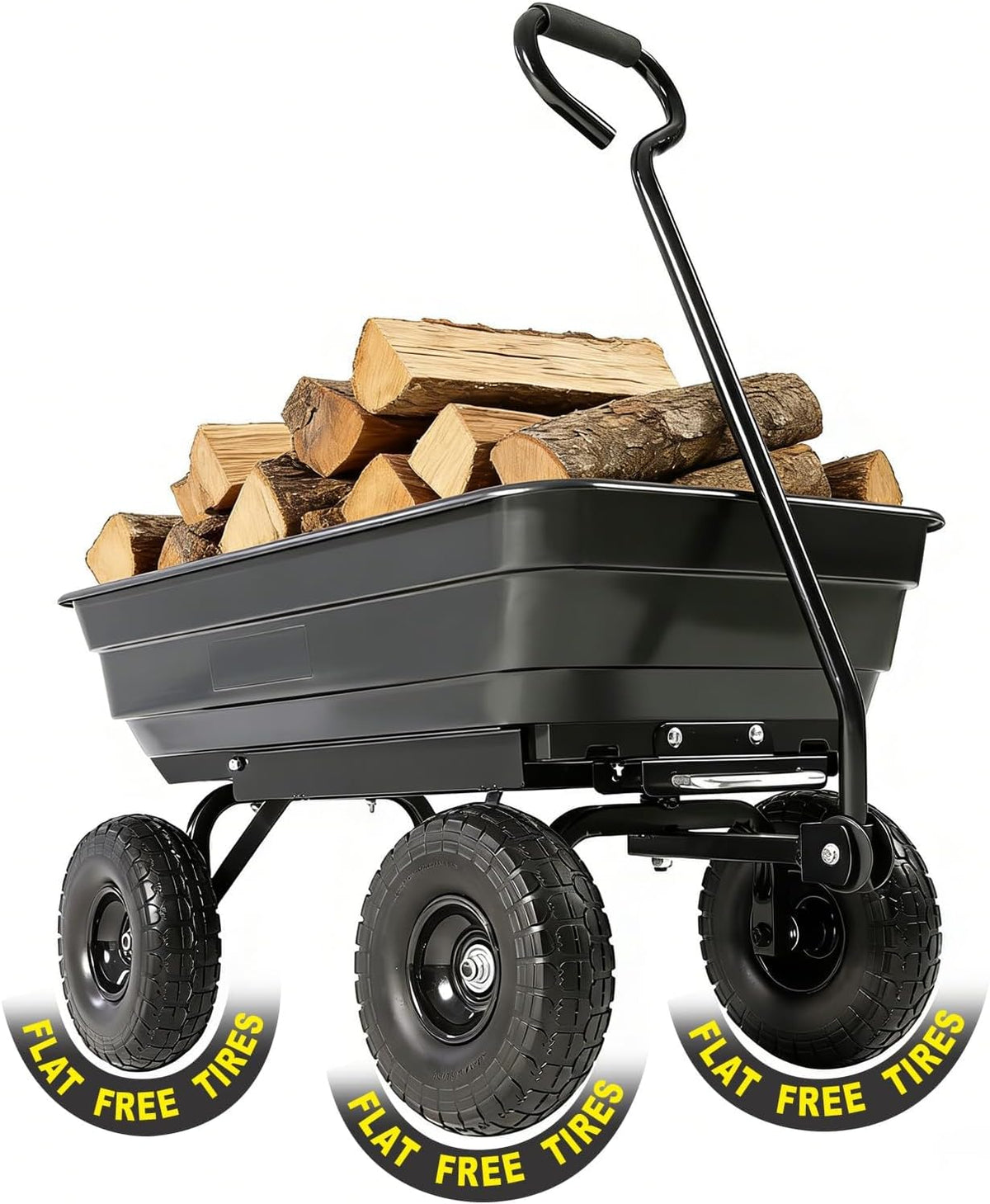 garden dump cart 660lb heavy-duty steel frame flat-free, main product view