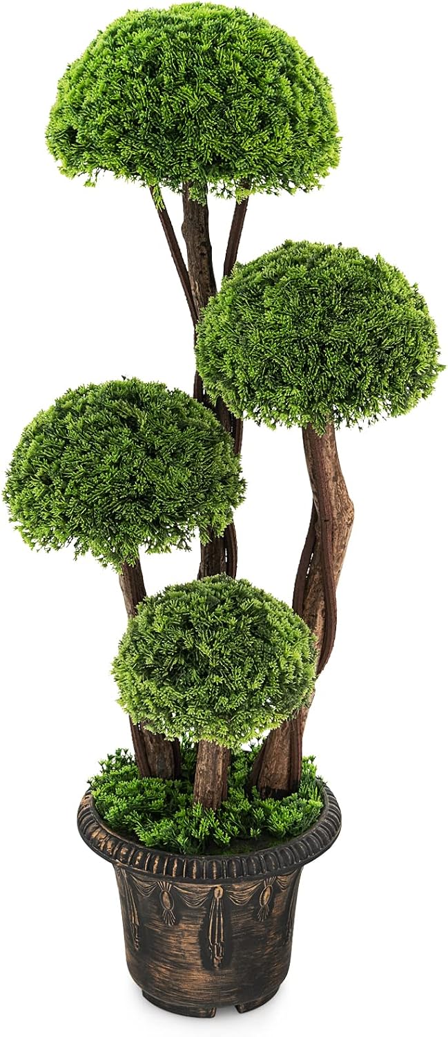 goplus artificial cypress topiary ball tree, 3 ft, main product view