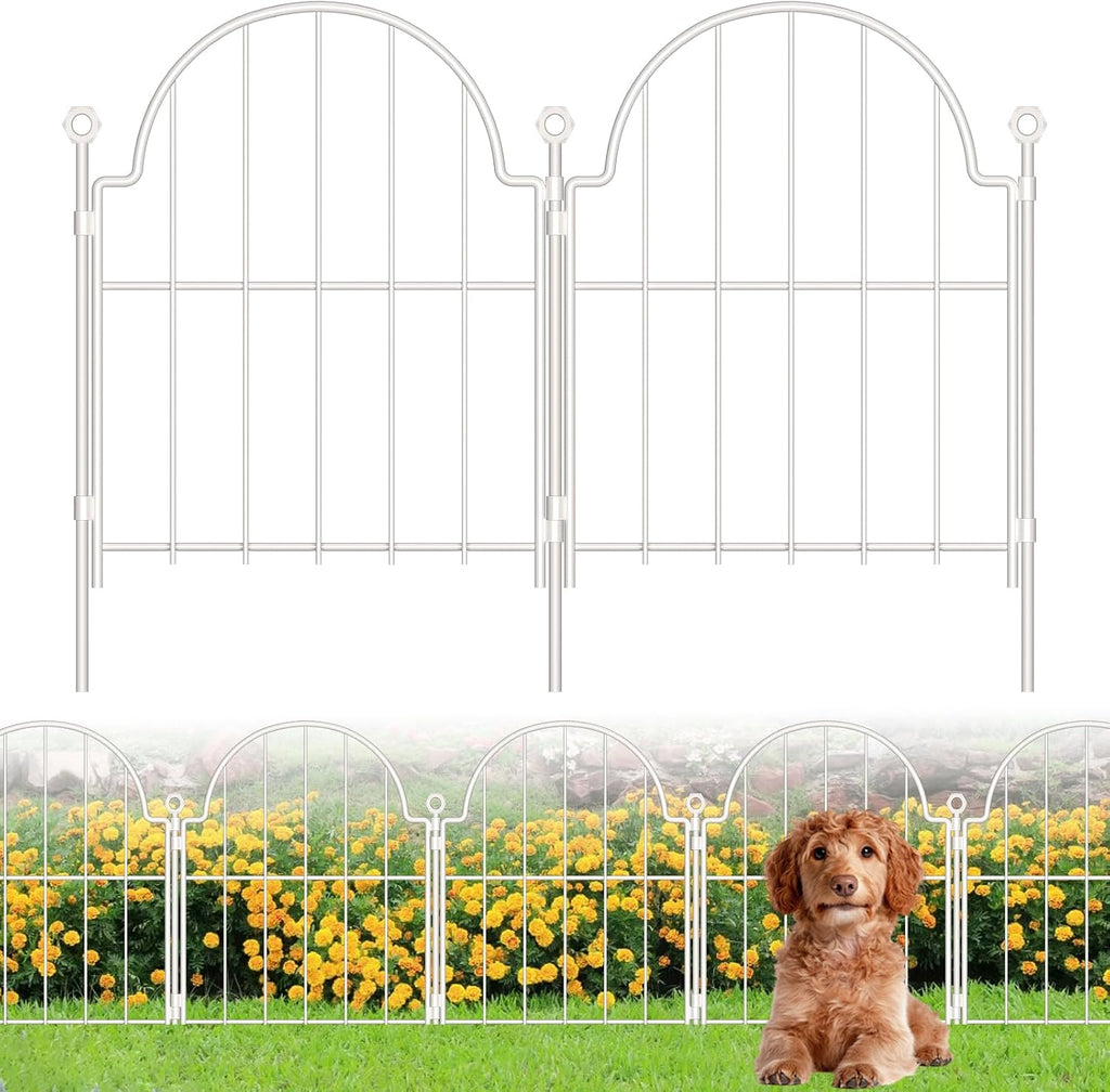 white decorative garden fence, 17in(h) x 10ft(l), with, main product view
