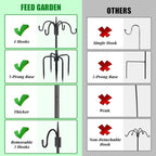 FEED GARDEN [Upgrade Version 92 Inch Four Shepherd Hooks for Outdoor,Bird Feeder Pole with 5 Prong Base, Adjustable Shepard Hooks for Hanging Plant, Solar Lanterns, Wind Chimes, 2 Pack