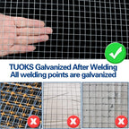 Hot-Dip Galvanized 1/2in Hardware Cloth 48x100ft 19G Chicken Wire Fencing | TUOKS Welded grid stays rigid; easily cut to shape around posts, rabbit enclosures, flower beds, and garden protection.