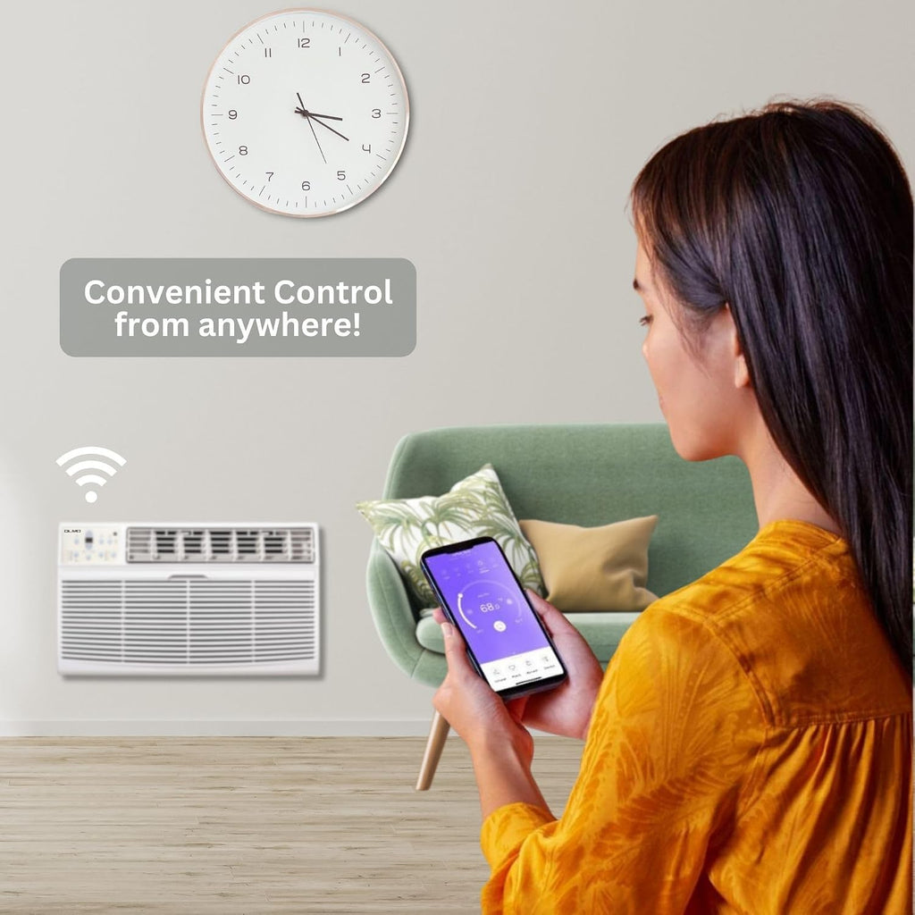 olmo 8,000 btu 115v through-the-wall air conditioner with, side view