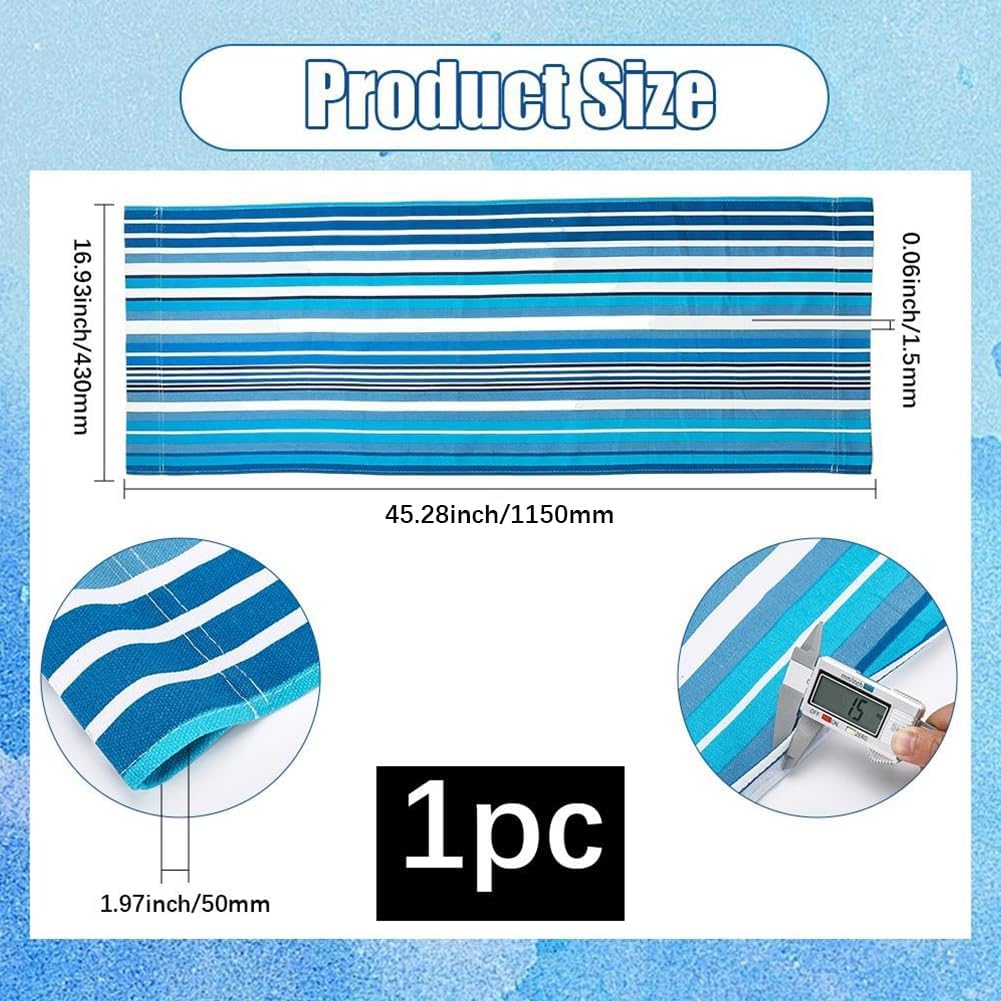 GORGECRAFT Beach Sling Patio Chairs Canvas Blue Stripes Folding Chair Replacement Outdoor Chairs Cloth Replacements 115X43cm Portable Reclining Sling Chair Fabric for Summer Vacation Sunbathing Garden