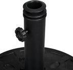 Backyard Expressions 20 lb Round Patio Umbrella Base – Heavy Duty Resin-Coated Calcium Carbonate Stand with Adjustable Pole Adapters Fits 1.5"–2" Poles, Weather-Resistant, Black Finish