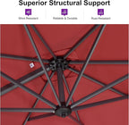 PURPLE LEAF 9 Feet Square Cantilever Umbrella Patio Umbrella with Base Outdoor Umbrella Aluminum Offset with 360-degree Rotation for Garden Deck Pool Patio Terra