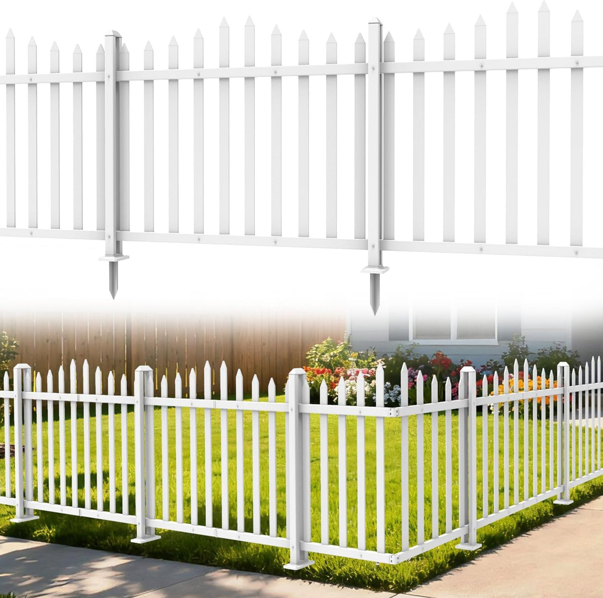 1 set vinyl picket fence panels white 84''wx36''h, main product view