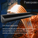 Pamopamo Pond Waterfall Spillway Pool Fountain Water Feature, Black Stainless Steel Outdoor Fountains, Swimming Pool Water Flow Waterfalls Kit for Garden Patio Ponds-11.8"x7.8"x3.9"(NO Light)