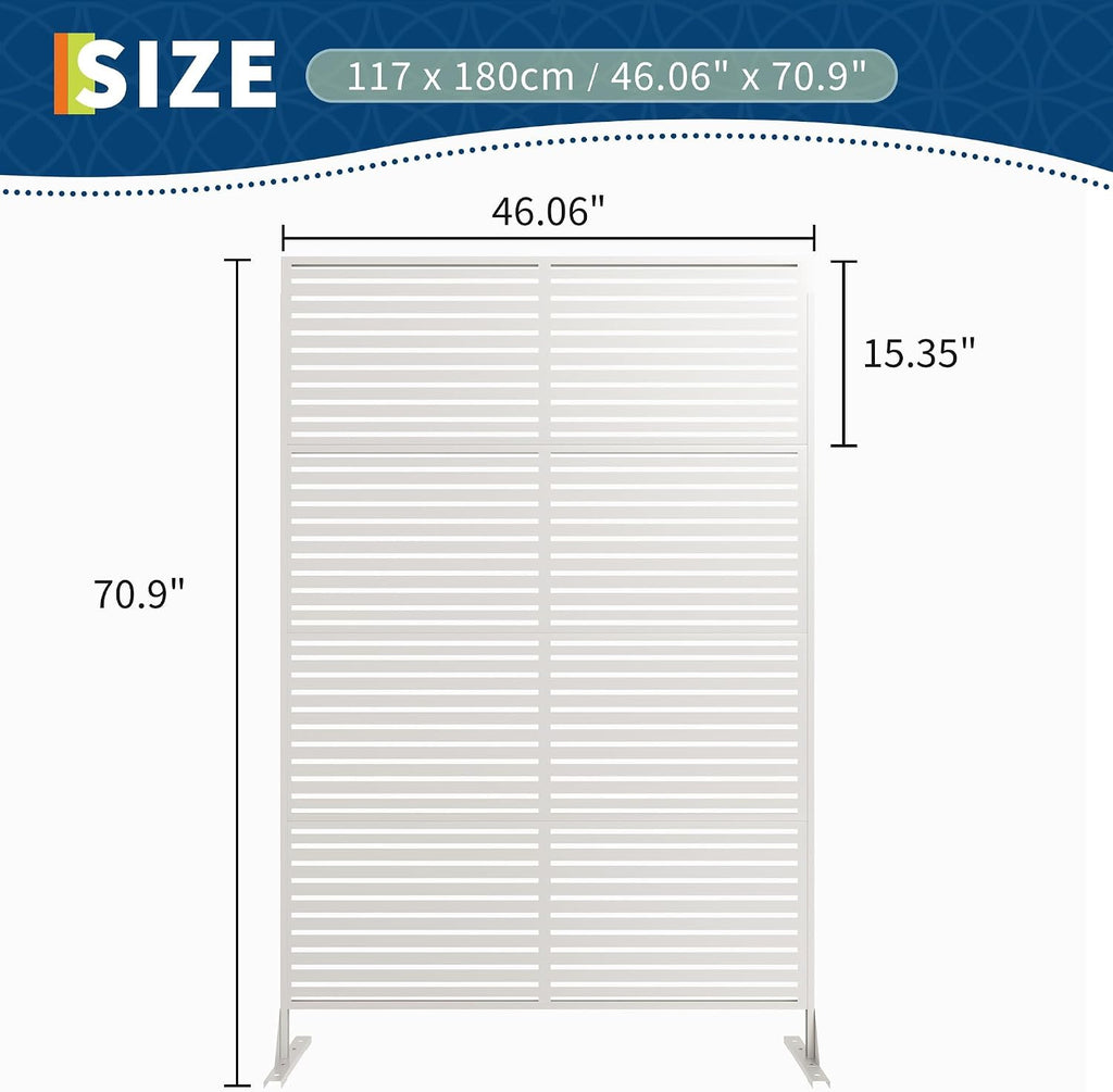 garvee 2pcs metal garden privacy screen 72x47, freestanding, front angle view