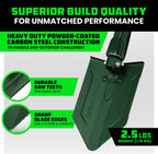 rhino usa folding survival shovel with pick shown in use