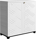 Outdoor/Indoor Storage Box,Resin and Plastic Storage Cabinet Waterproof,Outdoor Cabinet for Patio/Garden/Balcony/Backyard/All Room (with 2 Shelves)-White