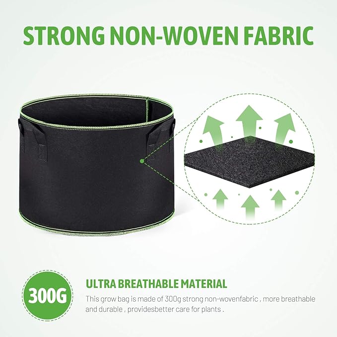 Delxo 10 Pack 15 Gallon Heavy Duty Aeration Fabric Pots Thickened Nonwoven Plant Grow Bags with Handles