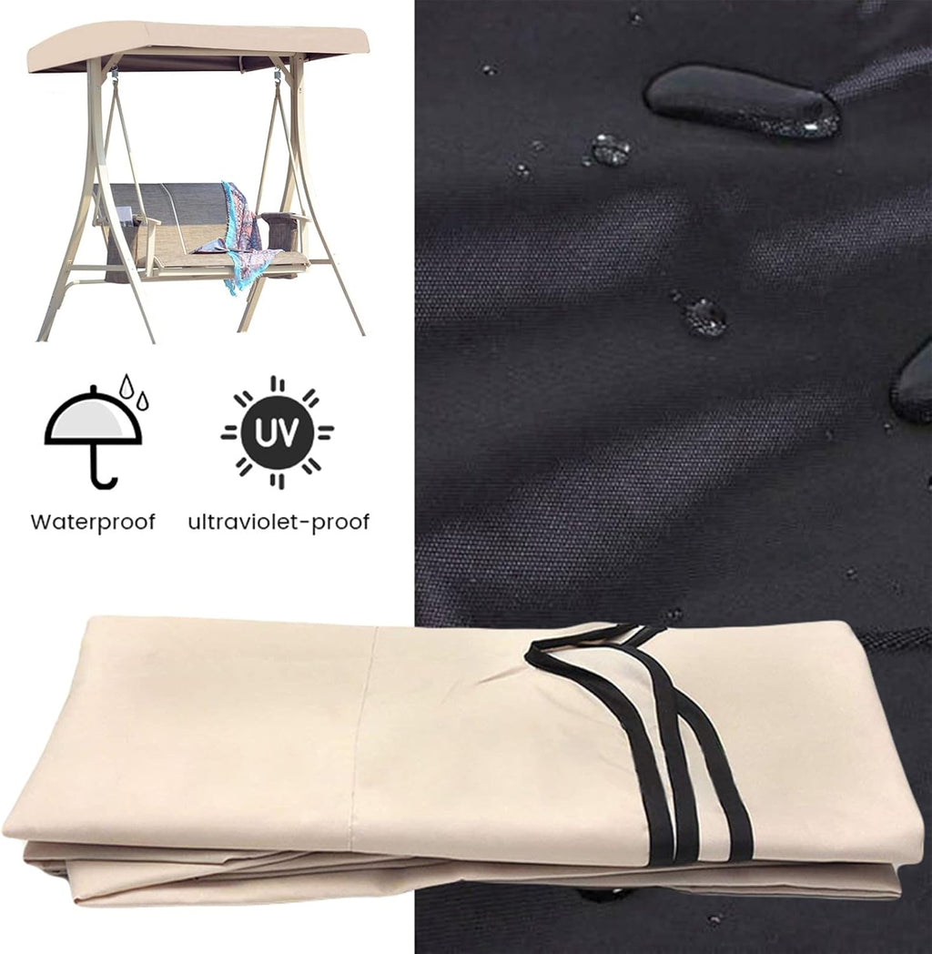 Swing Canopy Cover 3 Seater 75x47x7/8''(191 * 120 * 18/20cm), Waterproof Replacement Canopy for Swing Seat, Patio Hammock Swing Top Cover, Garden Furniture Cover,Gray