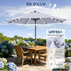 ABCCANOPY Durable Solar Led Patio Umbrellas with 32LED Lights 9FT (Light Gray)