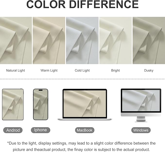 RYB HOME Outdoor Curtains for Patio Waterproof Block Sunlight Thermal Insulated Privacy Assured Thick Outside Curtains for Pergola, Cabana, Gazebo, W52 x L72, Beige, 1 Panel
