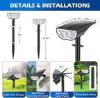 Solar Color Changing Spot Lights Outdoor, Multi-color RGB Solar Landscape Lights IP67 Waterproof, 9 Lighting Modes Solar Powered Spotlights for Christmas Holiday Decorations Yard Garden, 4-Pack