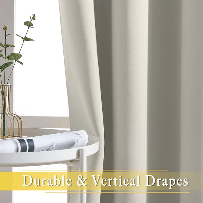 NICETOWN Bedroom Curtain Room Darkening Drapery 102 inches Length - Home Fashion Thermal Insulated Grommet Room Darkening Curtain for Living Room (Natural, 1 Panel, 52 x 102 inches)