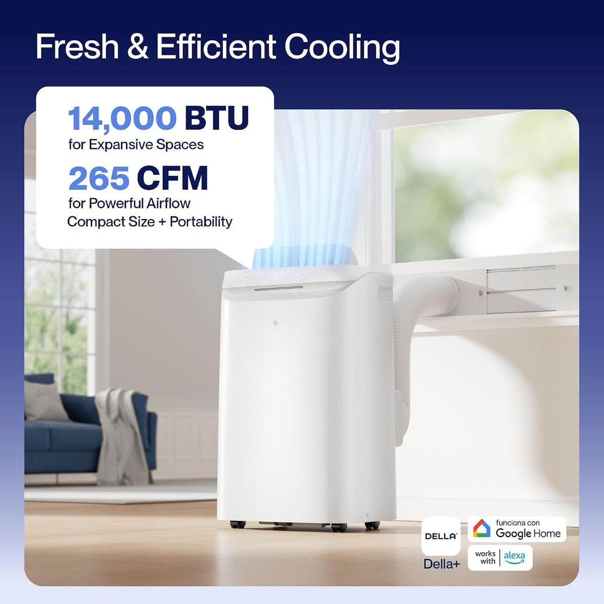 della sylro series smart portable air conditioner, 14,000 shown in use