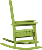 KINGYES HDPE Outdoor Rocking Chair Set of 4, All-Weather Poly Patio Rocking Chairs with 330lbs Support for Adults, Pistachio Green