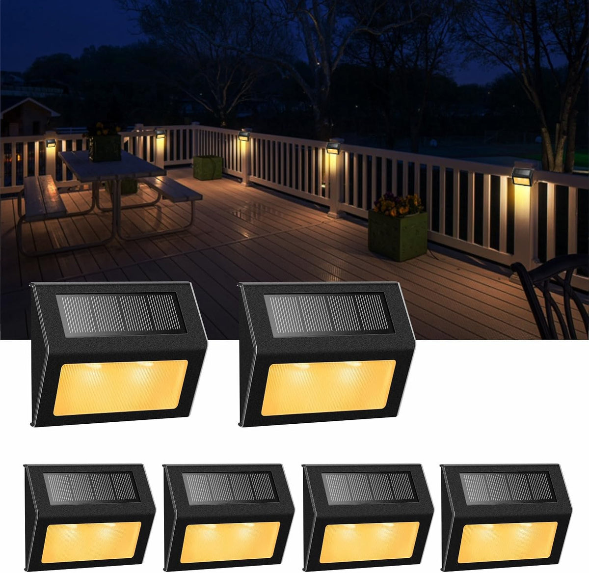 xlux warm white solar lights for deck step, main product view