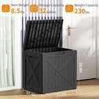 32 Gallon Outdoor Deck Box, Lockable Waterproof Outdoor Storage Boxes For Garden Tools,Indoor Cushions,Accessories Outside Storage Resin Weatherproof Container(Black)