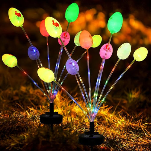 2 Packs Solar Easter Decorations Outdoor Stake Lights, 16 LEDs Colorful Swaying Egg Lights for Easter Decor, Waterproof Easter Solar Lights Decor for Garden, Lawn, Pathway, Yard, Porch & Patio