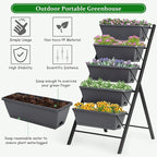 Giantex Set of 2 Vertical Raised Garden Bed, Elevated Planter Raised Beds with Water Drainage, Freestanding 5 Container Boxes for Vegetables and Flowers Growing, Outdoor Indoor Patio Balcony