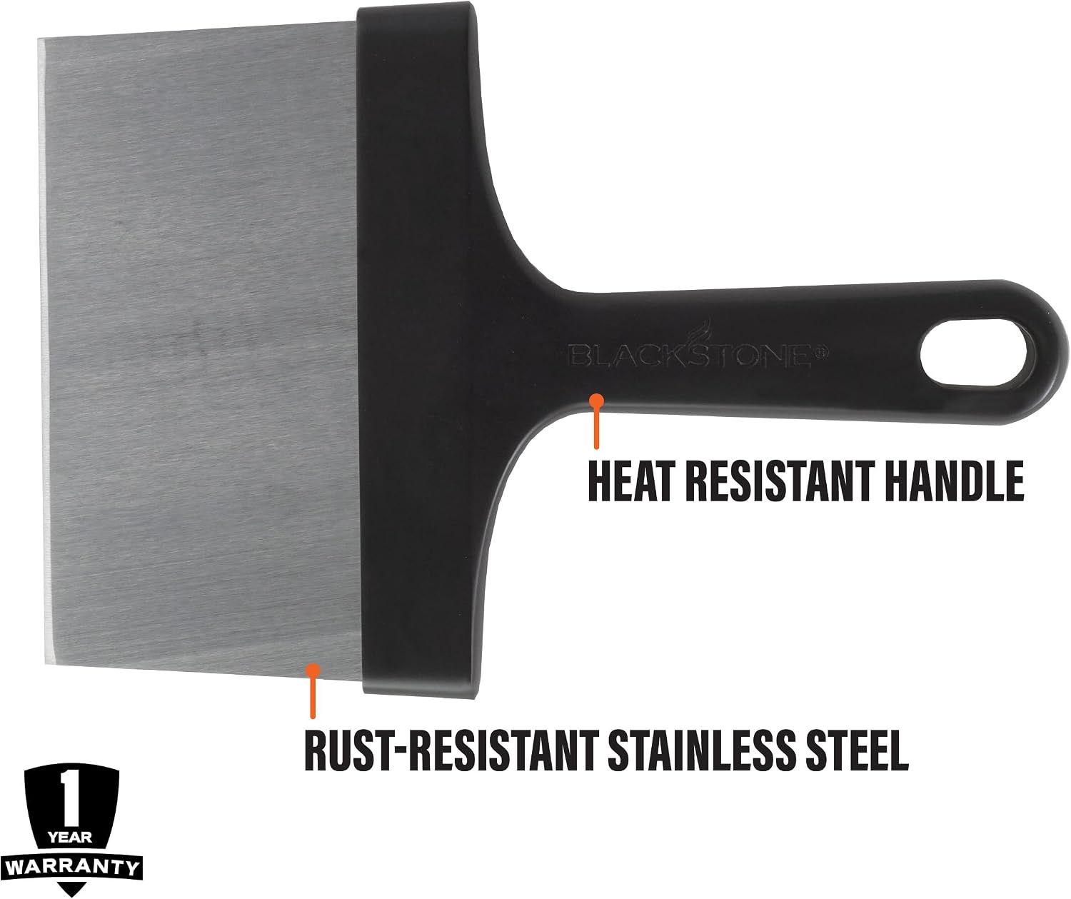 Blackstone Griddle Scraper – Heavy Duty Flat Top BBQ Grill Scraper for Cleaning – Stainless Steel Metal Construction with Long Handle – Multipurpose Kitchen Food Scraper & Chopper Accessories - 5061