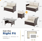 Wisteria Lane 7 Piece Patio Furniture Set, High Curved Back Wicker Patio Sectional, All Weather Outdoor Dining Set, Outdoor Furniture Patio Conversation Set with Ottoman, Ivory
