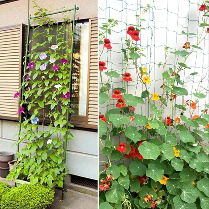 Pack of 2 Cucumber Tomato Trellis Netting, Heavy Duty Garden Netting Support for Climbing Plants, Pea, Grape, Bean, Fruit, Vegetables - 4" Mesh Size - 6Ft x 16.4Ft
