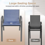 TLSUNNY Patio Chairs, Stackable Textilene Outdoor Dining Furniture for All Weather, with 17.7″ Wide Seat & Metal Frame, for Garden, Backyard, Deck, Restaurant, Poolside (4, Navy Blue, 26.4″)