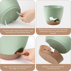 Plant Pots 10/9/8/7.5/7 inch, Self Watering Planters with Drainage Holes & Saucers for Indoor and Outdoor Plants (Green)