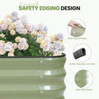 5-in-1 Adjustable Raised Garden Bed Kit | Galvanized Planter Boxes for Vegetables, Flowers | 12" Tall, Multiple Sizes (8x3x1ft, 9x2x1ft, 10x1x1ft, 6x5x1ft, 7x4x1ft) | Outdoor Metal Raised Bed, Green