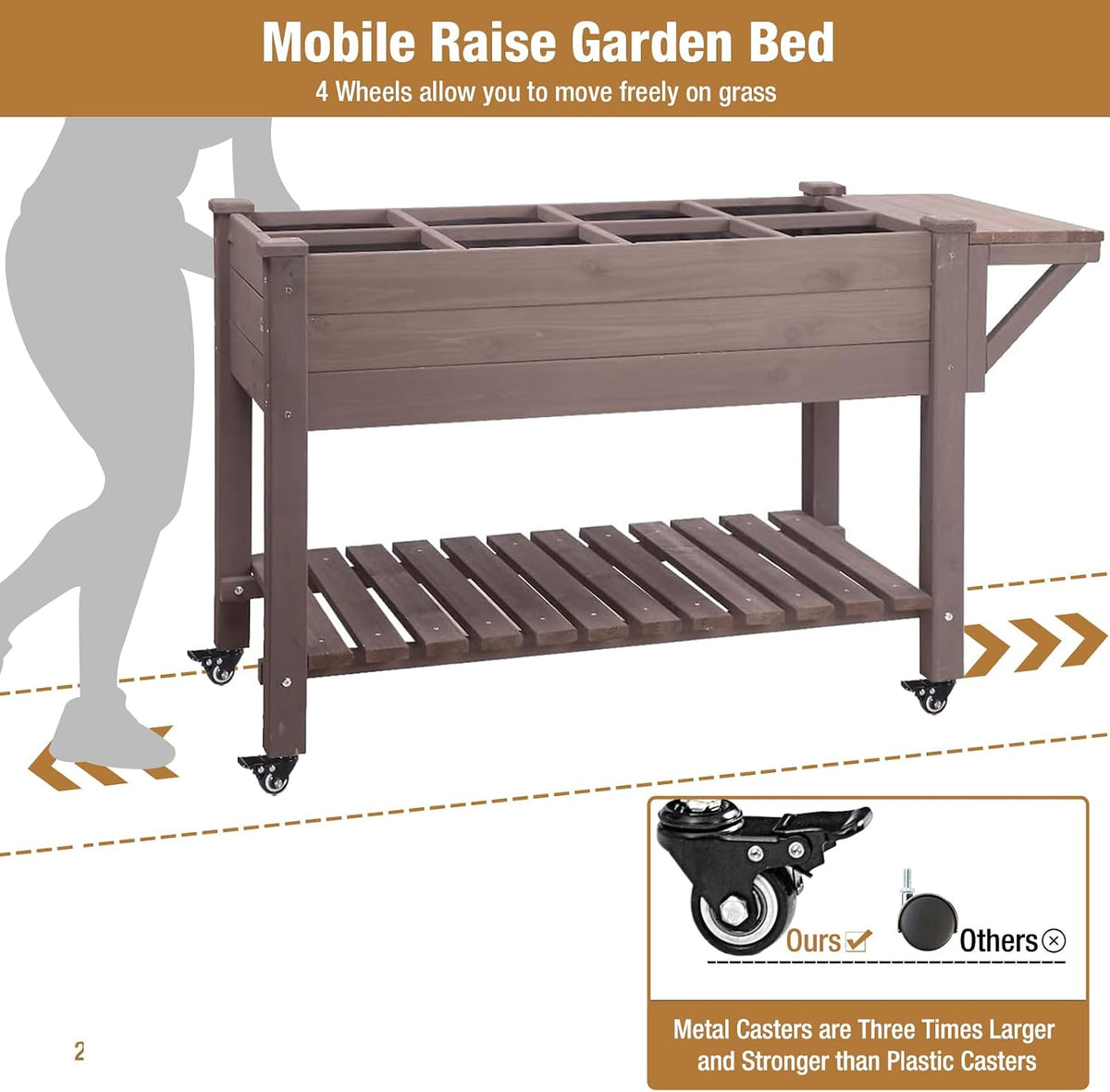 gutinneen raised garden bed mobile outdoor planter box, close-up detail