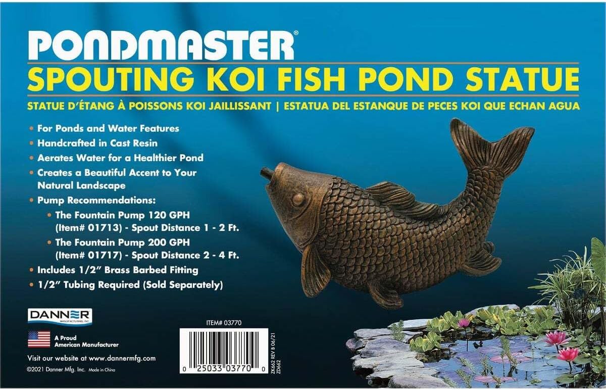 Danner Manufacturing, Inc. Pondmaster Spouting Fish Statue, 03770 Brown