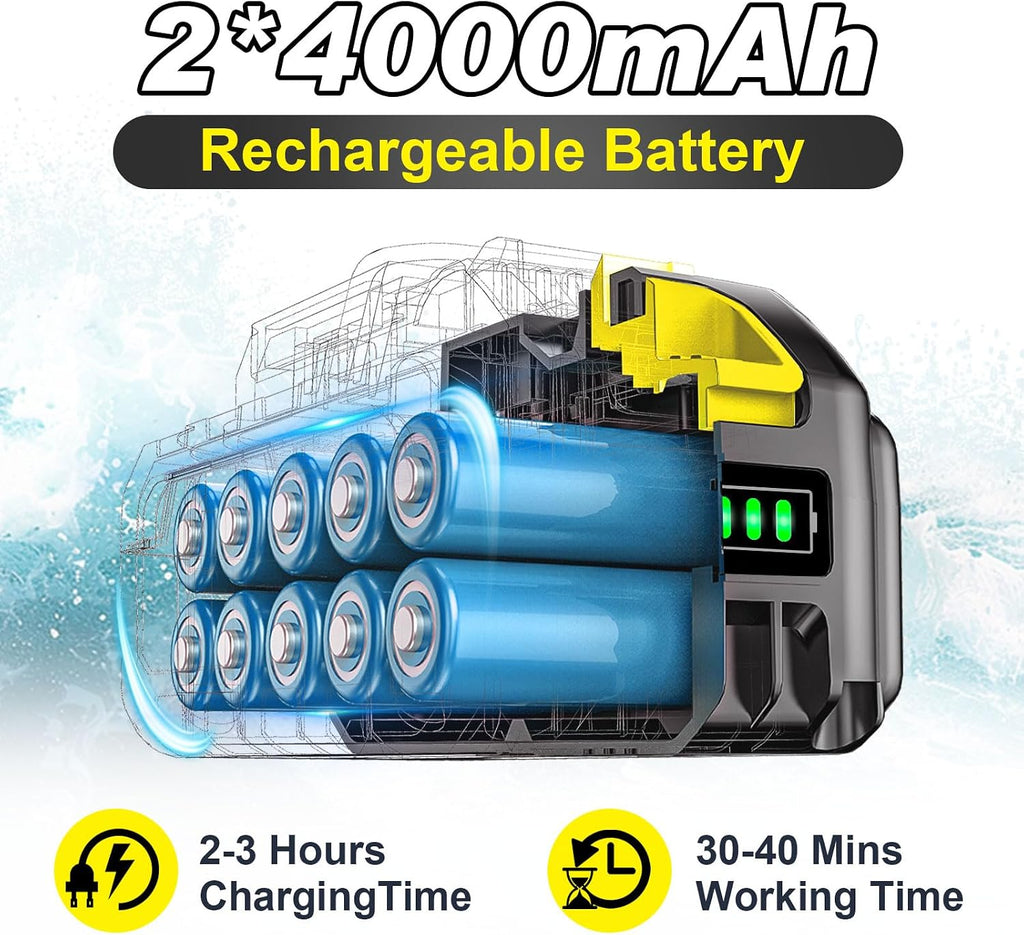 cordless portable washer, brushless motor, 4 speed modes, side view