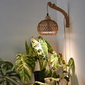 Hanging Grow Lights for Indoor Plants,3800K | 18W Wall-Mounted Decorative Grow Light with Boho Rattan Lantern Shade, 9.8FT Power Cord, for Indoor Plant Growing, Flowers
